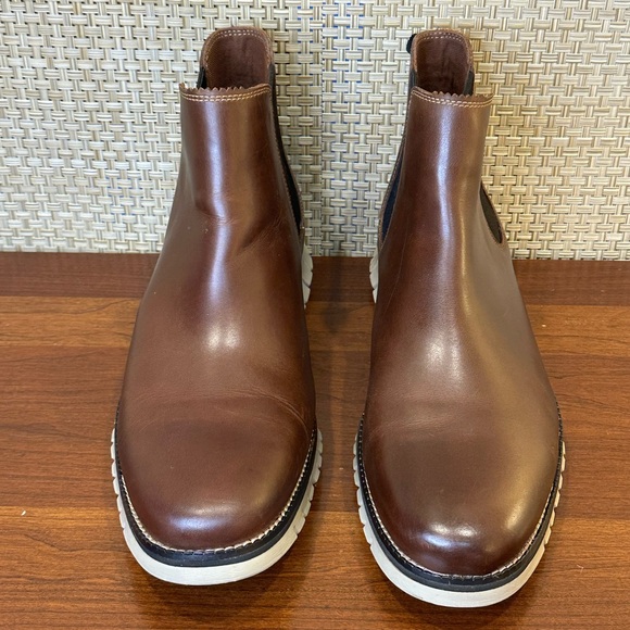 🌟2xHP🌟Cole Haan Zerogrand Waterproof Chelsea Boots Brown Bourbon Leather C30164 - Picture 2 of 11